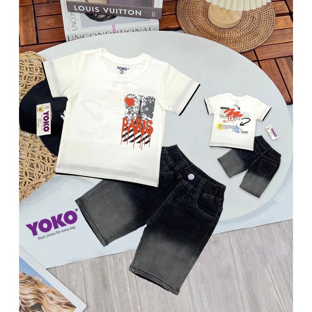 Đồ Bộ Quần Jean Áo Thun Cotton Tay Ngắn Dành Cho Bé Trai YOKO  Y22483TN / Y22487TN