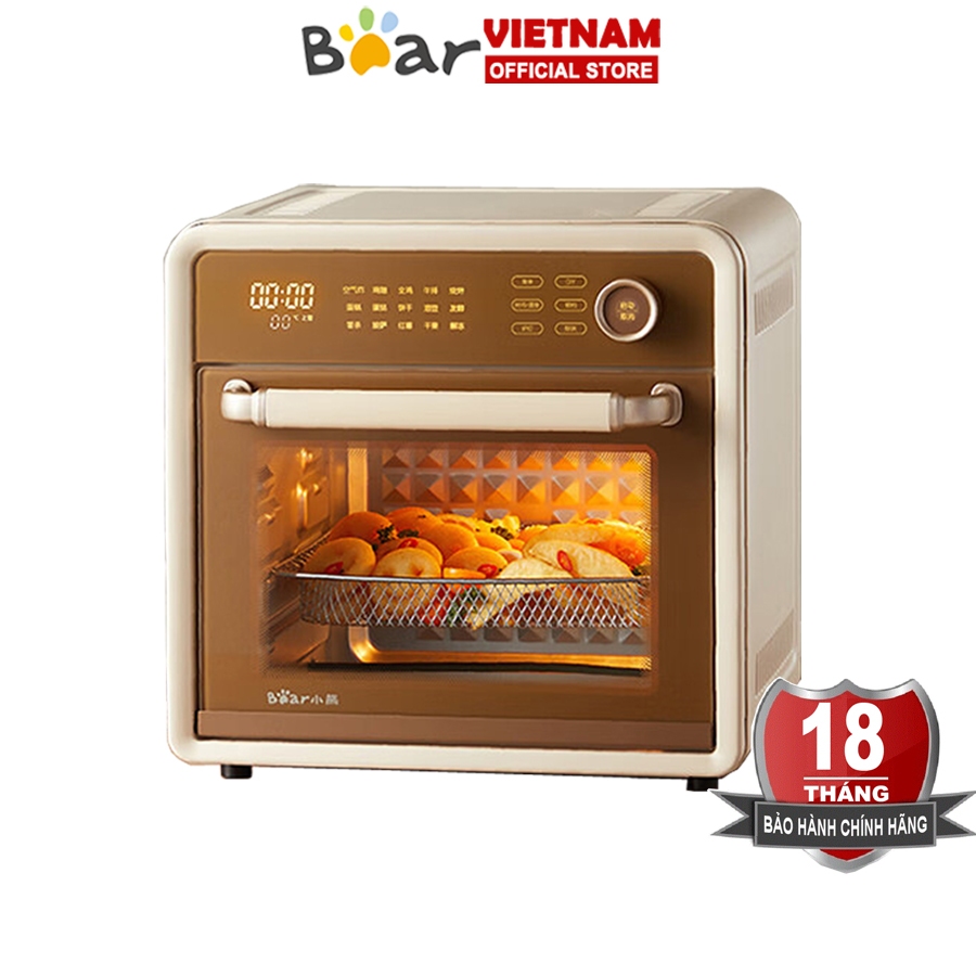 Nồi chiên không dầu lò nướng đối lưu 18L Bear DKX-F18G5 điều khiển cảm ứng, 15 chương trình cài sẵn