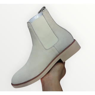 Giày nam Chelsea Boots màu tan, kiểu dáng cao cổ thời trang, chất da bò lộn, đế cao su khâu chắc chắn
