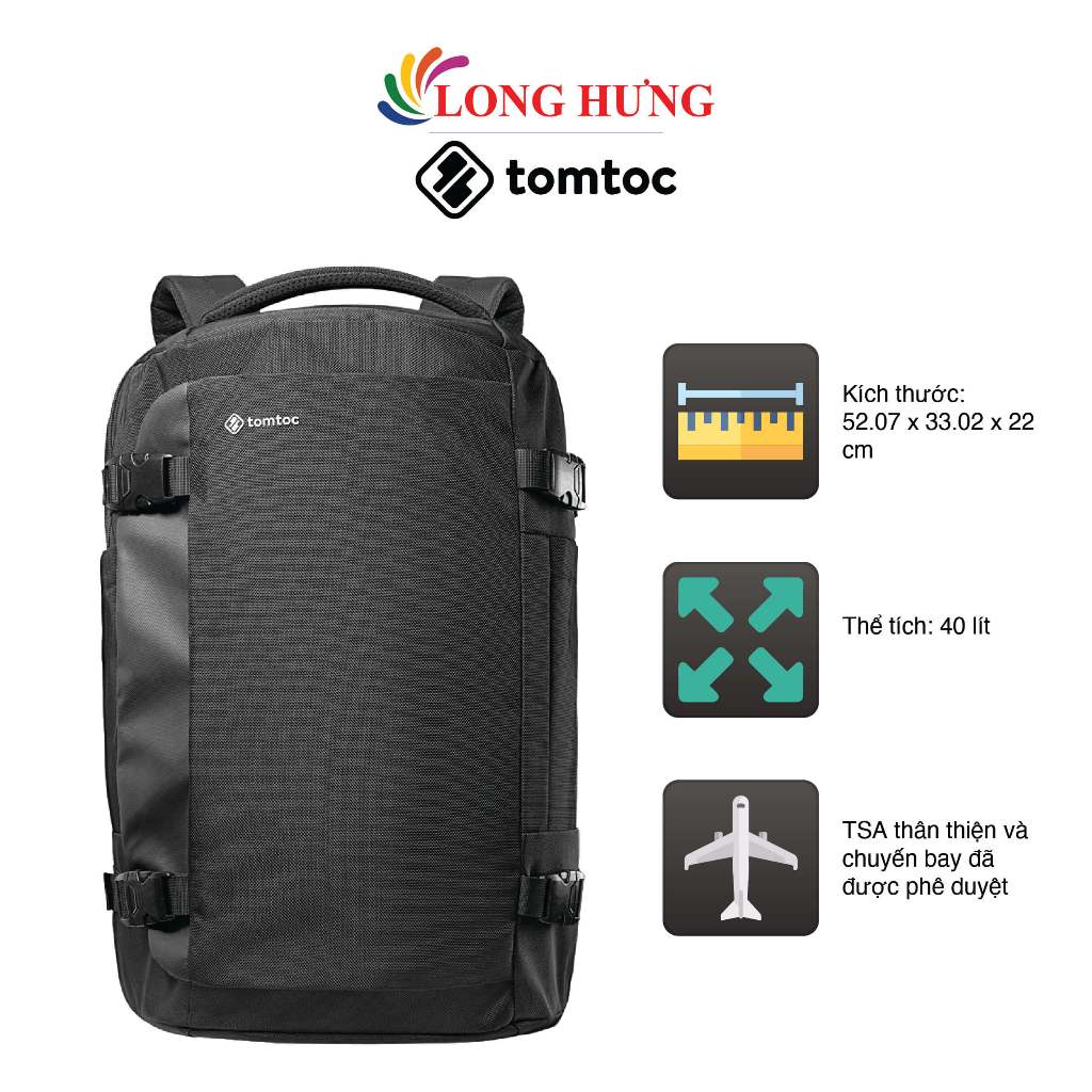 Ba lô Tomtoc Navigator-T66 Travel Laptop Backpack 40L 17 inch T66M1D1 - Hàng chính hãng