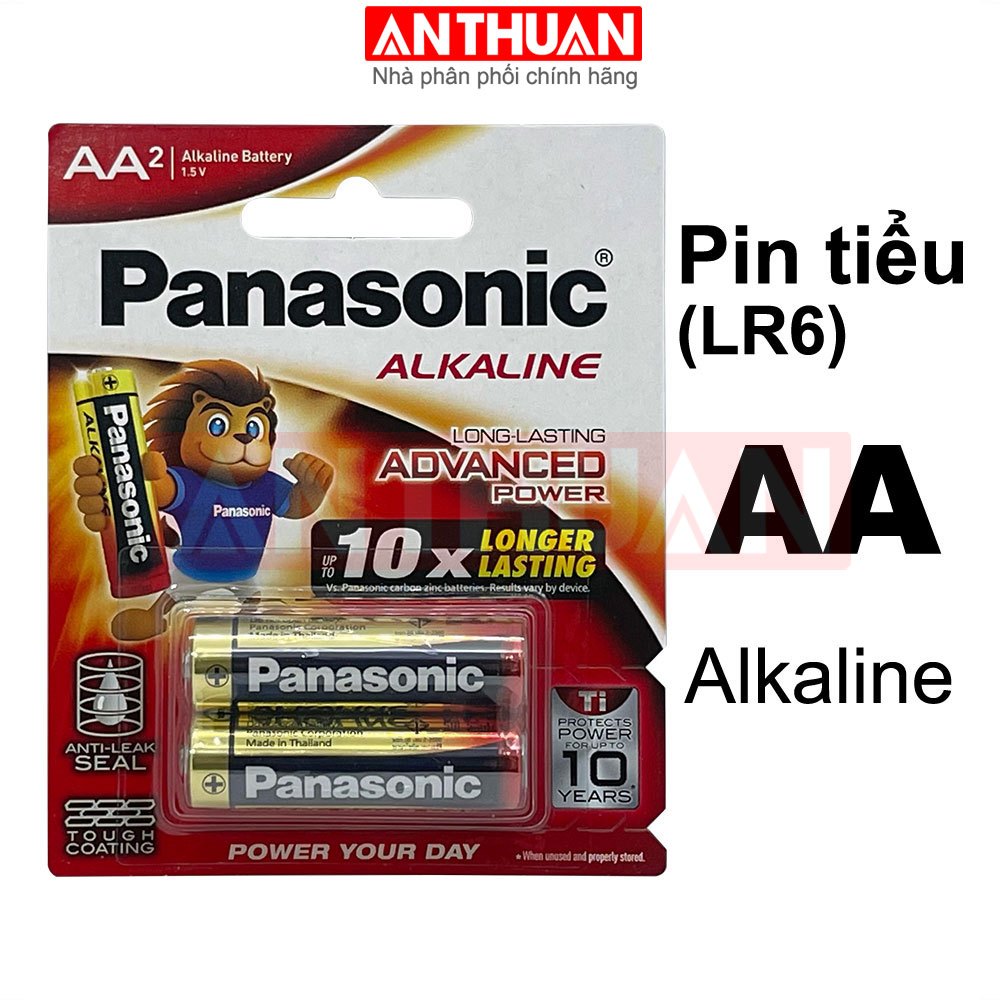 Pin AA Panasonic Alkaline vỉ 2 viên LR6T/2B(LR6BCH/2MBN) hàng chính hãng cao cấp.Pin AA Parklong Alkaline vỉ 2 viên