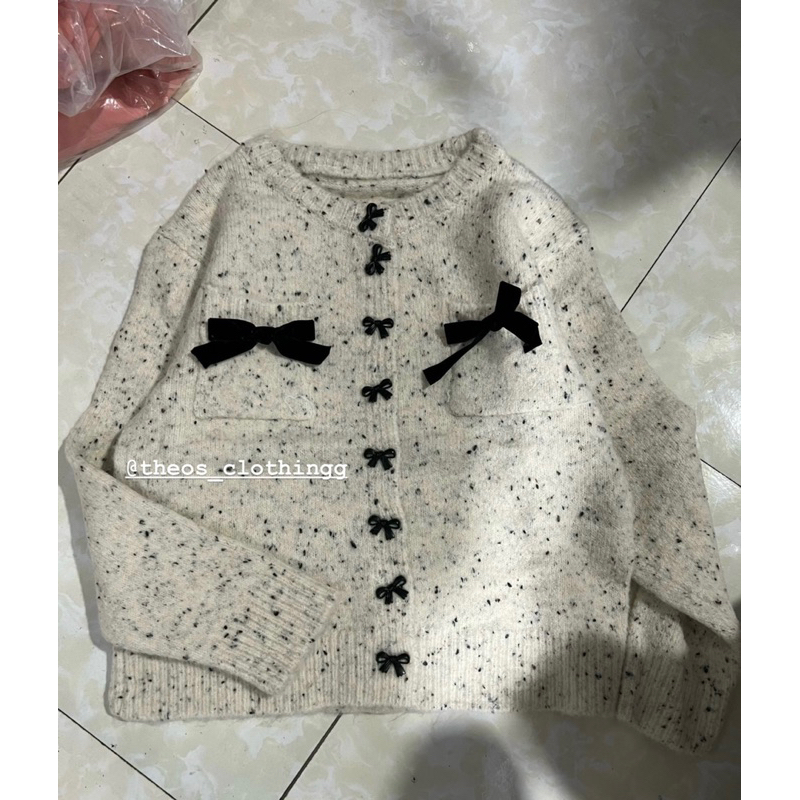 Áo Len Nơ Đỏ Đính Cúc Hai Màu Chuẩn QCL1 Kèm Ảnh Thật Ở Cuối