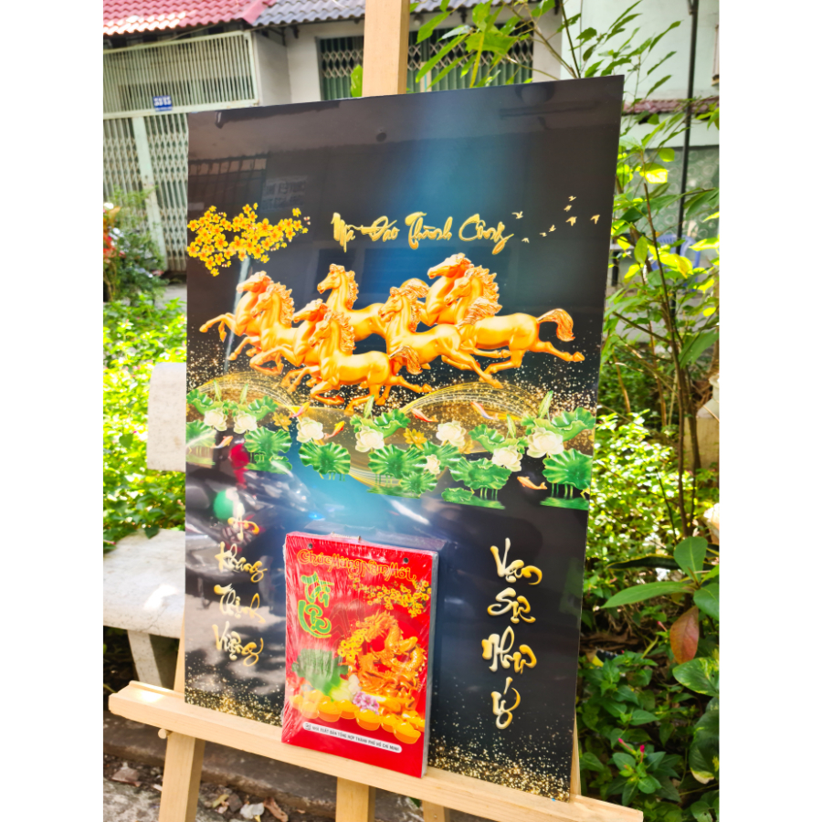 Lịch Mã Đáo Thành Công - Lịch Gỗ Treo Tường Laminate Tráng Gương 2024