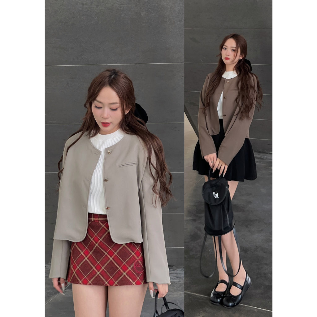 Áo blazer cổ tròn khuy đồng - 247store.vn - Blazercotron935_P5K10