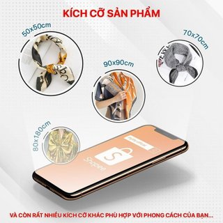 Khăn lụa vuông họa tiết 90x90cm THYTHY STORE