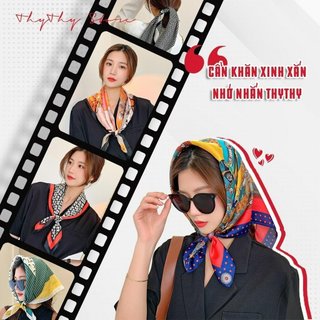 Khăn lụa vuông họa tiết 90x90cm THYTHY STORE