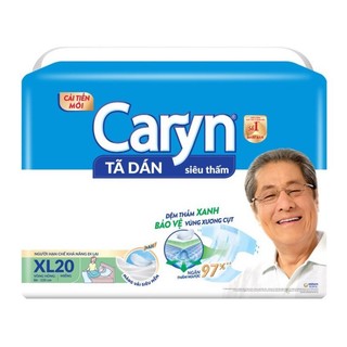 Bỉm Dán Người Lớn Caryn XL20 Lõi Bông Cao Cấp Thấm Hút Mỏng Nhẹ,Cho Bề Mặt Luôn Khô Thoáng