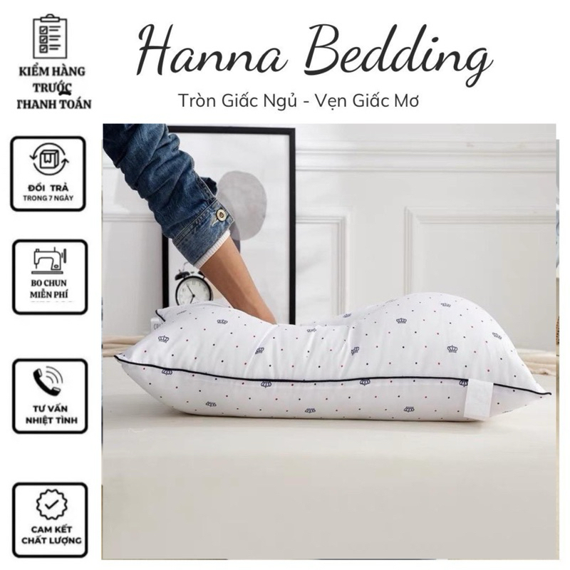 Ruột Gối Hilton 50x70cm hoạ tiết vương miện, Bông Sơ Tinh Khiết, Kháng Khuẩn