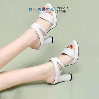 Giày cao gót nữ đế vuông 7p ROSATA RO336 xỏ ngón mũi tròn quai ngang