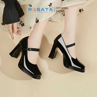 Giày cao gót nữ đế vuông 8p ROSATA RO550 mũi nhọn quai hậu cài khóa dây mảnh