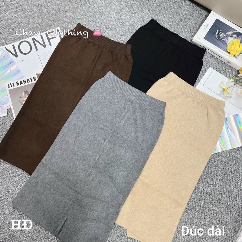 CHÂN VÁY LEN DÁNG DÀI XẺ SAU 90CM