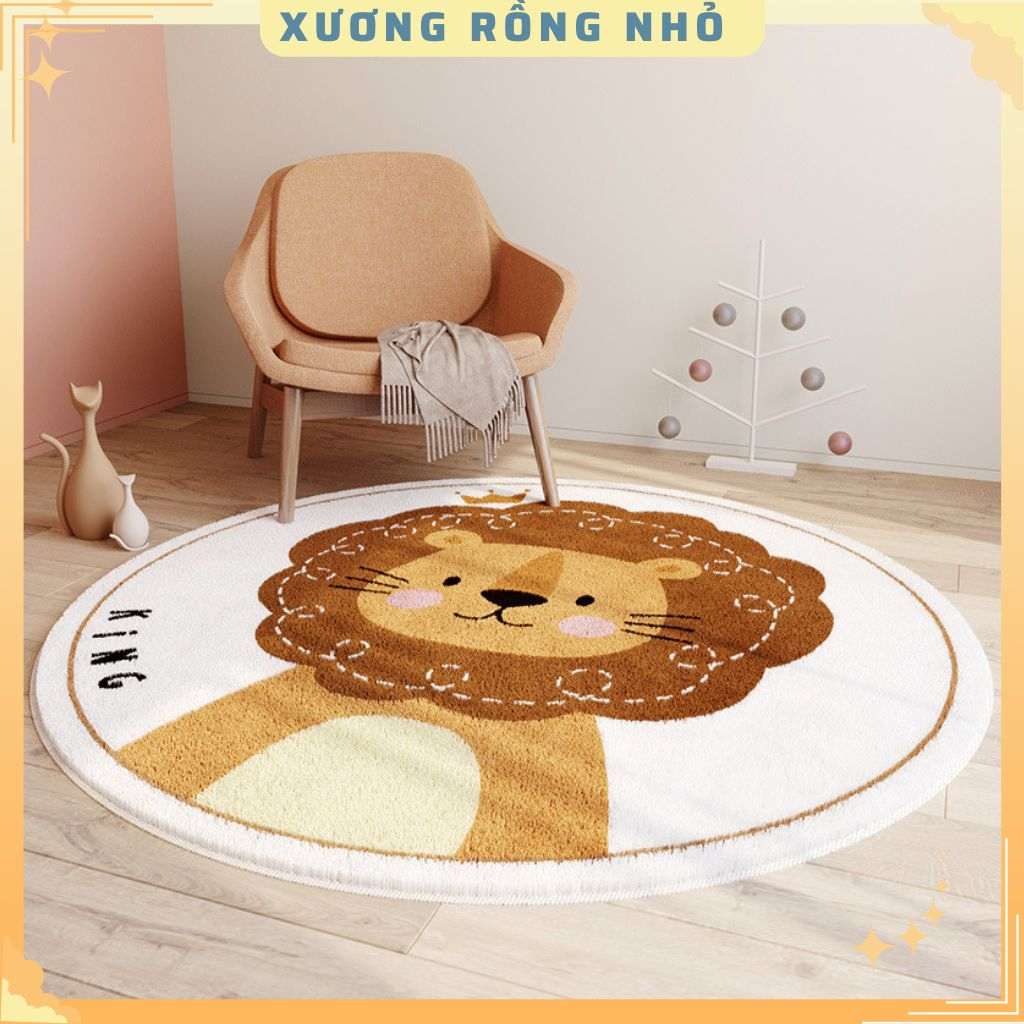 Thảm trang trí phòng bé trải sàn chống trượt in hình dễ thương - Thảm decor phòng cho bé đường kính 100cm