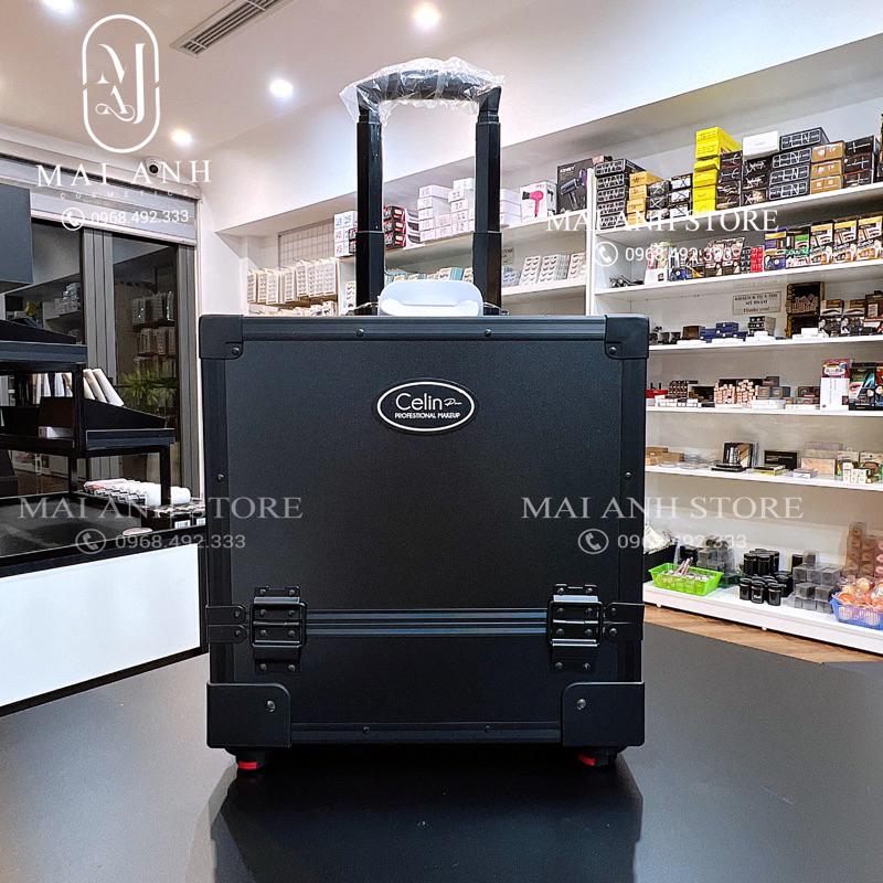 Cốp Kéo 4 Tầng 8 Khay Đựng Đồ Trang Điểm, Đồ Làm Nails Celin Vỏ Nhôm Chắc Chắn