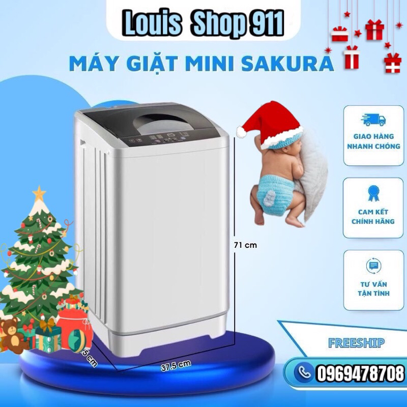 Máy giặt mini SAKURA Tự động 100%, giặt, vắt, sấy - Có thể giặt áo khoác lông mùa đông [ CHÍNH HÃNG - BH12 THÁNG ]