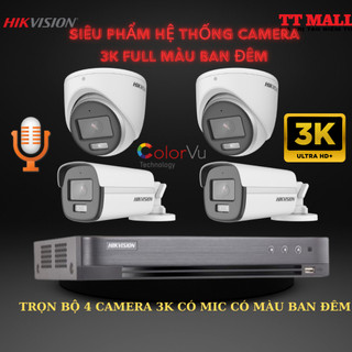 {Siêu Nét}TRỌN BỘ 4 CAMERA HIKVISION 5.0MP ULTRA 3k có mic và màu ban đêm nét nhất hiện nay- bảo hành chính hãng 2 năm