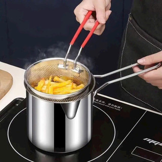 Nồi quánh chiên ngập dầu, nồi chiên lọc dầu chất liệu inox, nồi luộc chảo chiên rán sâu lòng dùng được bếp từ