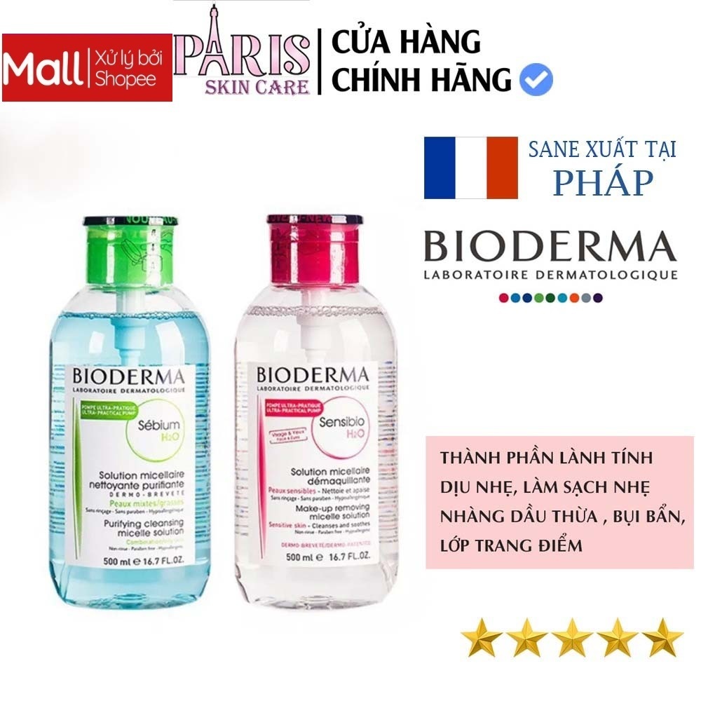 Nước tẩy trang bioderma 500ml dành cho da dầu da khô và da nhạy cảm