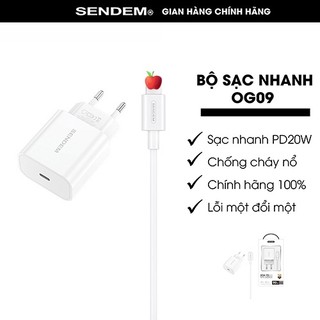 Bộ sạc nhanh, củ sạc nhanh, cáp sạc nhanh pd20w chính hãng sendem og09 gồm củ sạc và cáp sạc dành cho máy 8p-14promax