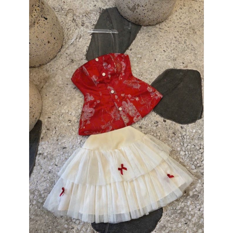 Set áo cup + chân váy lưới