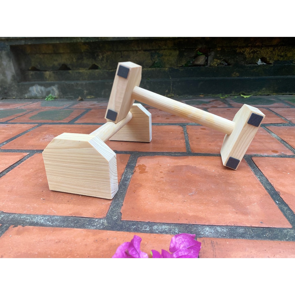 Parallettes - dụng cụ hỗ trợ chống đẩy, hít đất, chồng chuối, planche, calisthenics, street workout (màu gỗ tự nhiên)