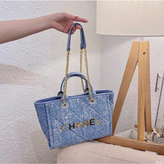 Túi tote nữa bigszie jean hoa cao cấp , chất denim xịn phối dây , phom công sở siêu hot