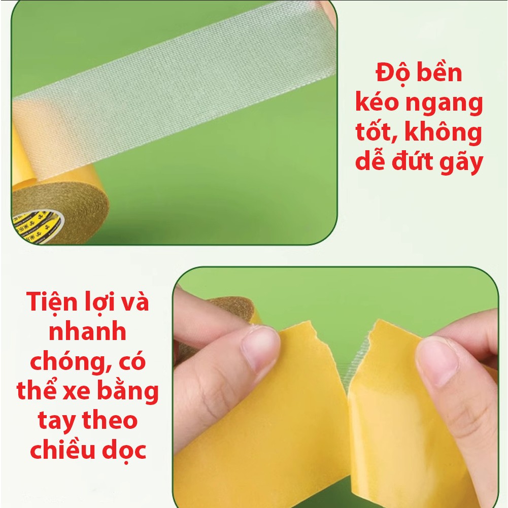 Cuộn 18m Băng Keo 2 Mặt Vải Lưới Siêu Dính - Băng Keo Siêu Dính Không Để lại Vết Keo