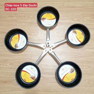 Chảo inox 5 đáy đun từ DOCHI, dáng chảo sâu lòng, chống dính vân đá 20cm
