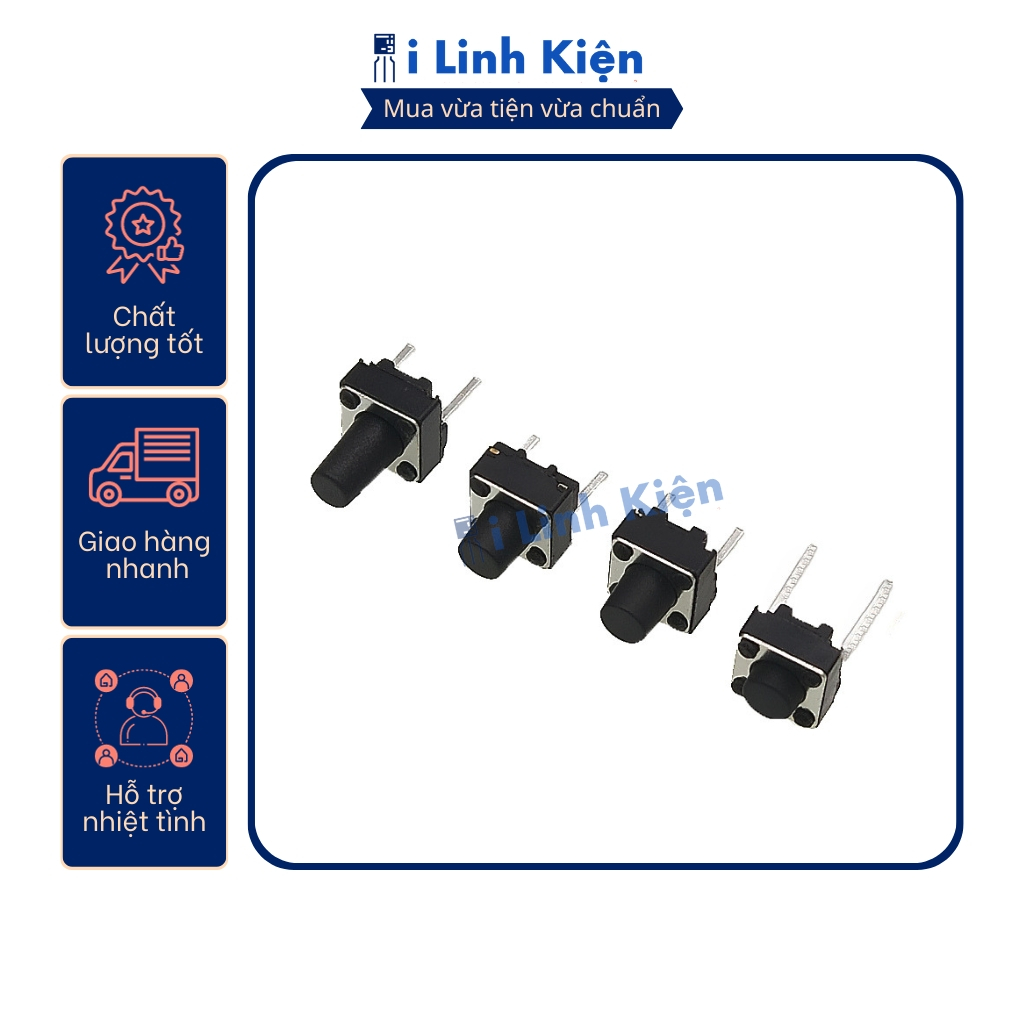 Nút nhấn 2 chân 6x6mm 2P DIP