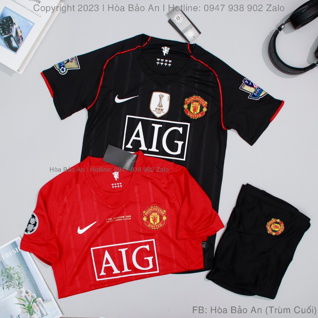 Bộ Quần Áo Bóng Đá CLB Manchester United 2008/2003/2004 - Áo MU AIG 2008 - Vodafone 2003/2004