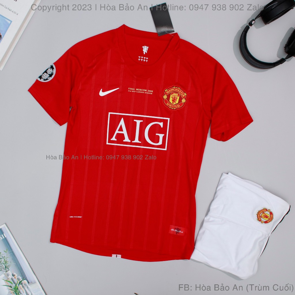 Bộ Quần Áo Bóng Đá CLB Manchester United 2008/2003/2004 - Áo MU AIG 2008 - Vodafone 2003/2004