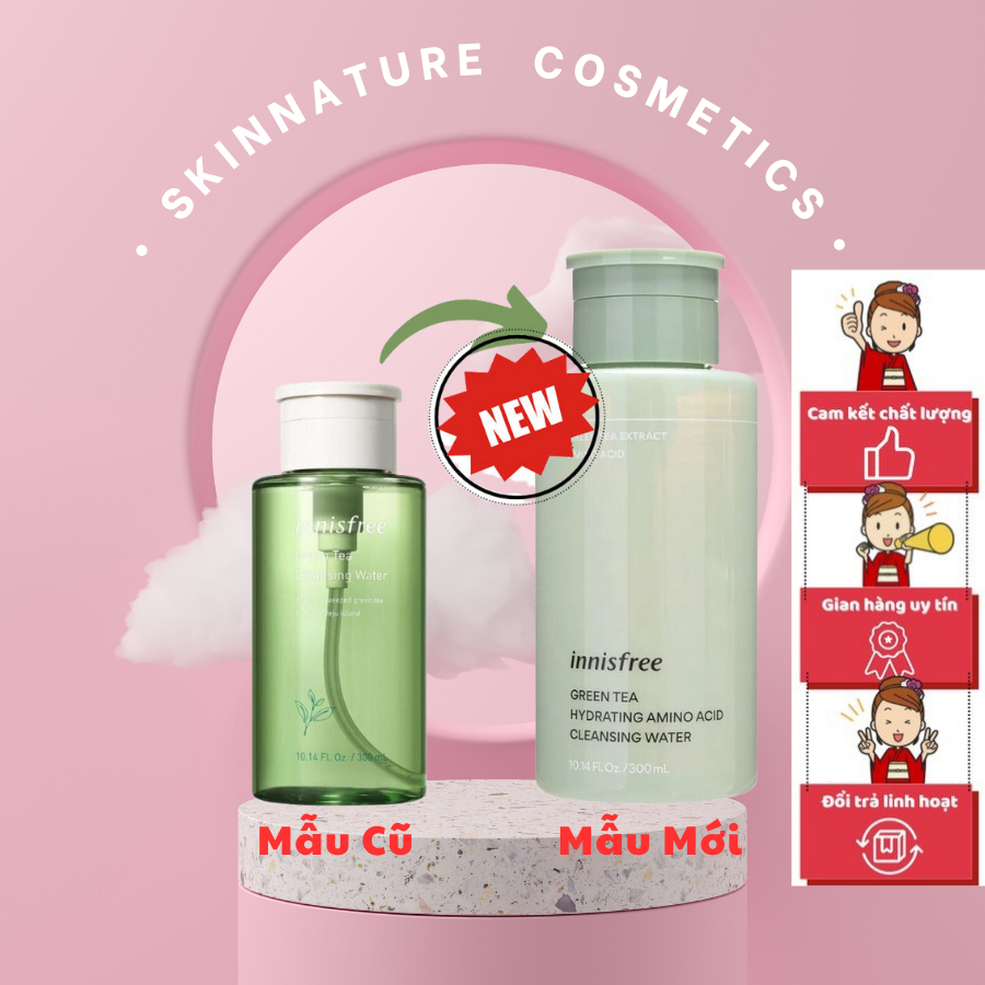 Nước Tẩy Trang Trà Xanh Cho Da Khô, Nhạy Cảm Innisfree Green Tea Hydrating Amino Acid Cleansing Water 300ml