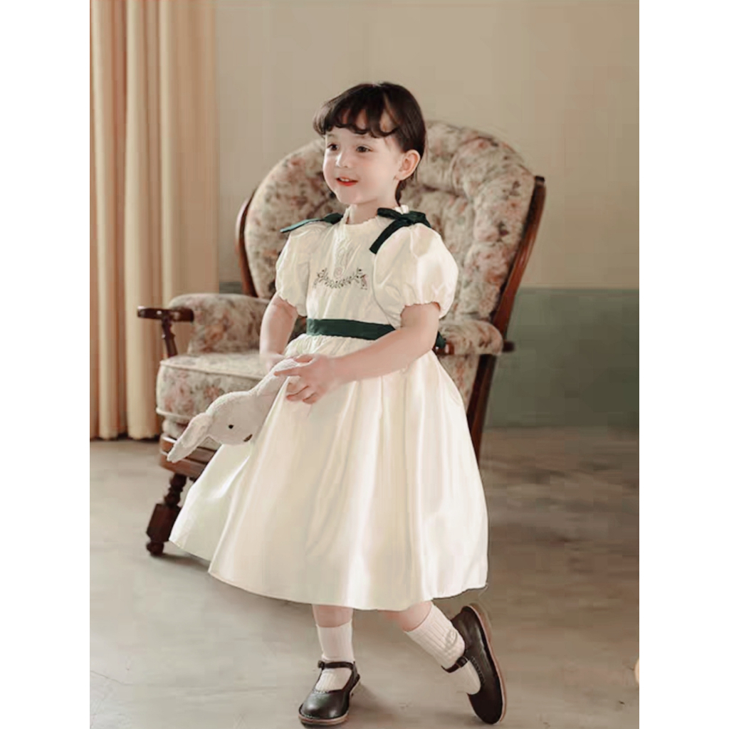 Váy tiểu thư taffa trắng cho bé gái VML020