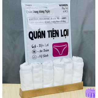 Set 6 Quần Lót Giấy Cotton 100%  Dùng 1 Lần, Đáy Quần 2 Lớp, Dùng Khi Đi Du Lịch, Mẹ Bầu Đi Sinh, Sinh Viên Quân Sự
