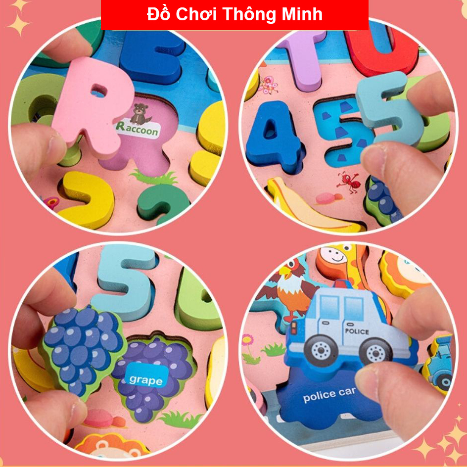 Đồ Chơi - Bộ Bảng Gỗ Thông Minh Tiếng Anh 7 trong 1 - câu cá, chữ cái, số, con vật, phương tiện, trái cây