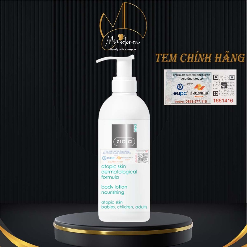 Dưỡng thể Ziaja Med Atopic Skin Dermatological Formula Body Lotion Nourishing Nhũ tương mượt da toàn thân 1% Ure 400ml