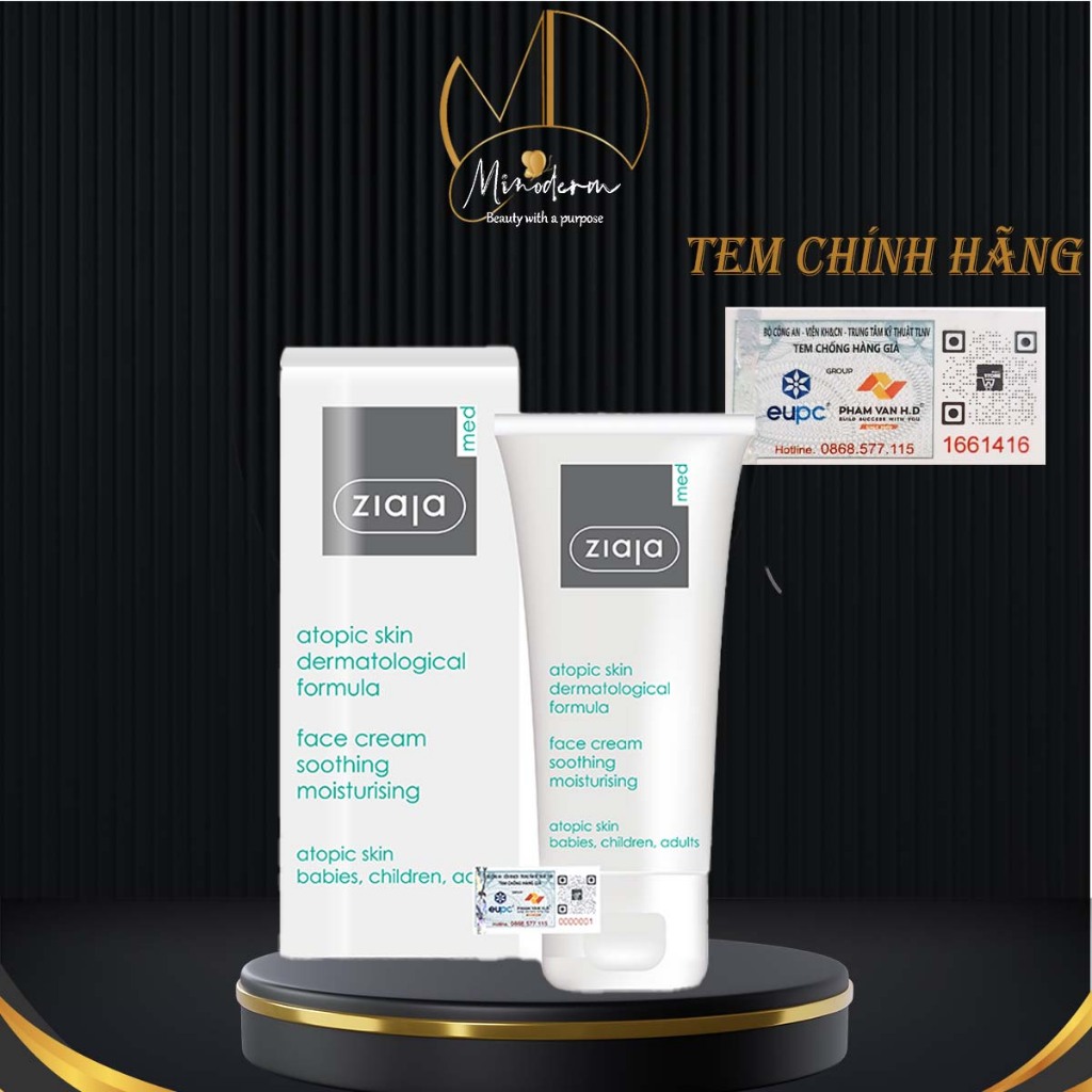 Kem dưỡng ẩm Ziaja Med Atopic urea dưỡng ẩm dịu nhẹ cho da khô, nhạy cảm, bị kích ứng 50ml