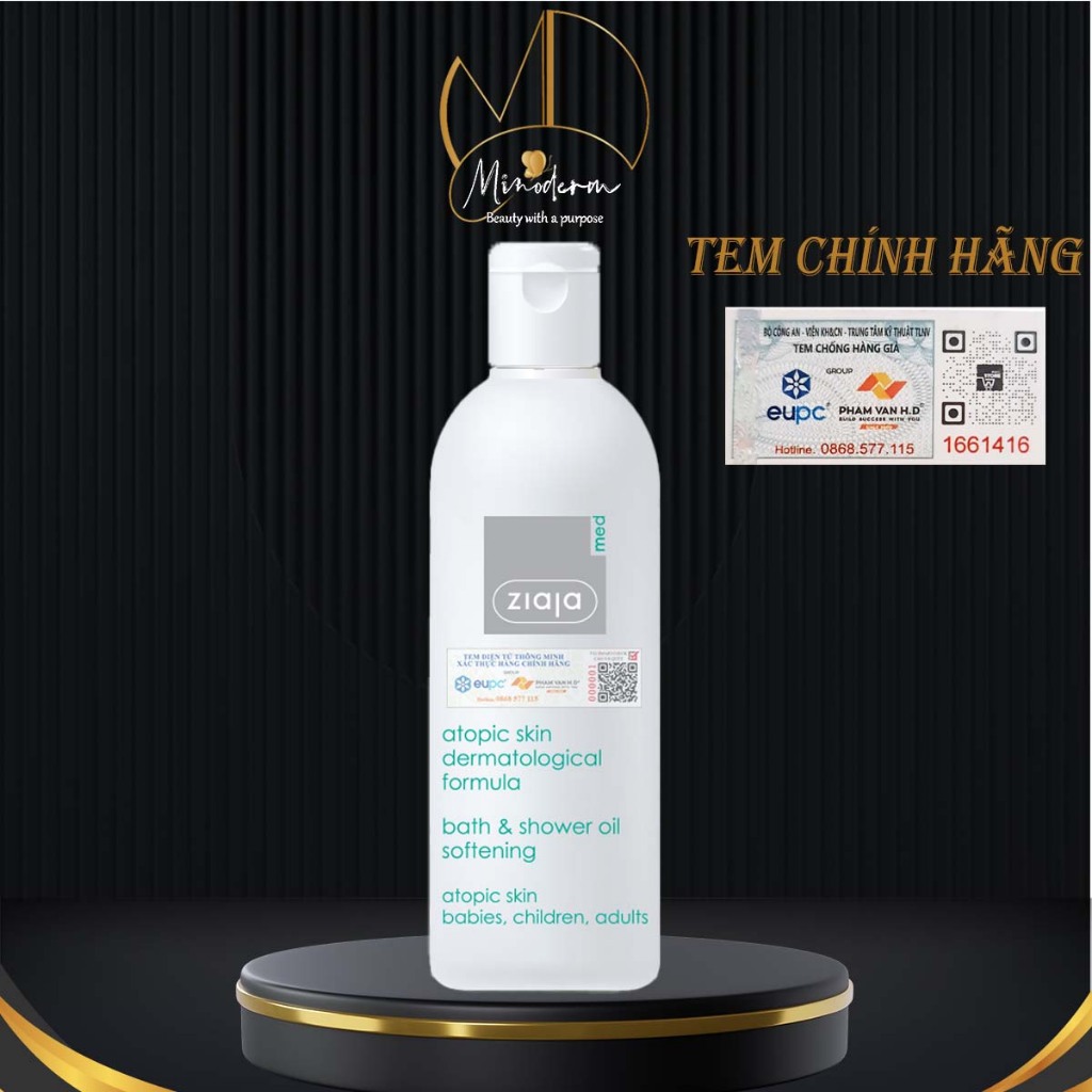 Dầu Tắm Ziaja Med Atopic Skin Dermatological Formula Giúp Làm Sạch, Dưỡng Ẩm Và Mềm Mịn Da 270ml