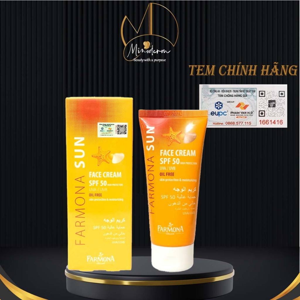 Kem chống nắng Farmona sun face cream oil free Spf 50 không bóng nhờn cho da dầu mụn 50ml