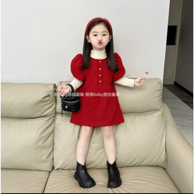 Set váy dạ 3in1 màu đỏ bé gái