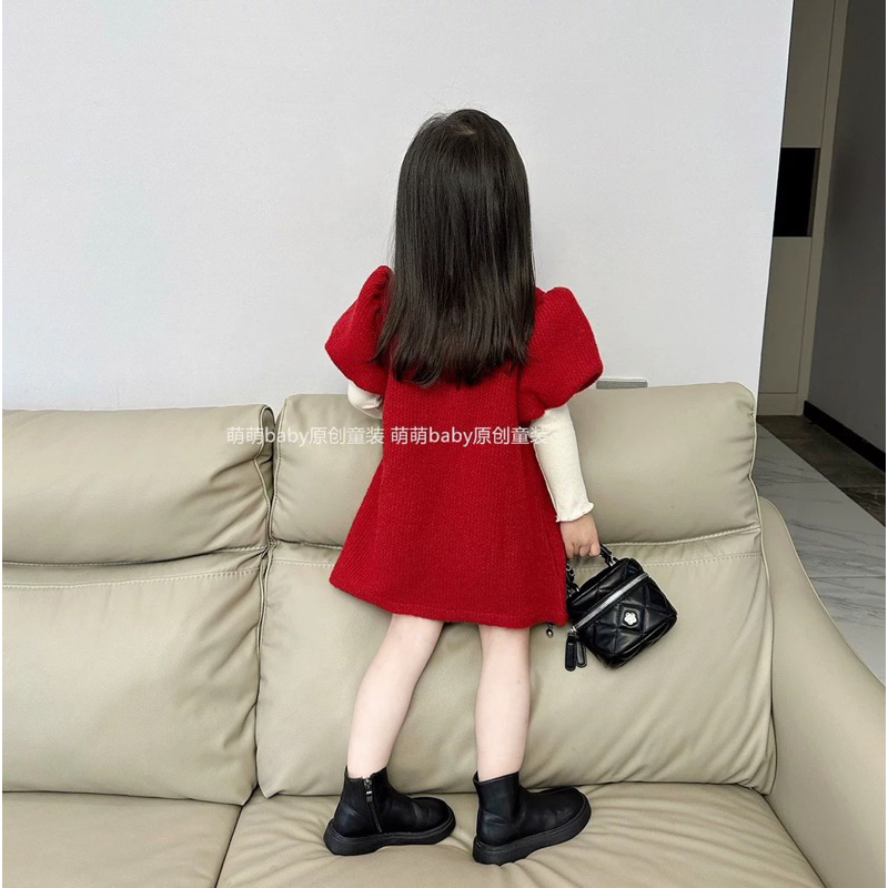 Set váy dạ 3in1 màu đỏ bé gái