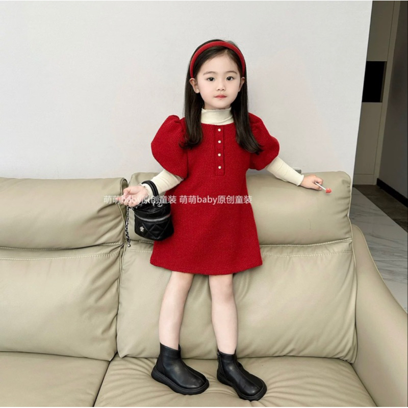 Set váy dạ 3in1 màu đỏ bé gái