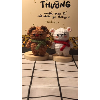 Móc khoá đôi bằng len cute