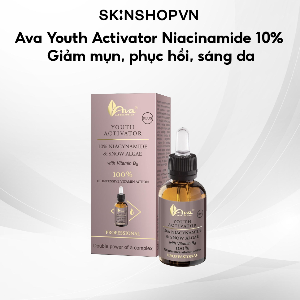 Tinh chất Ava Niacinamide 10% + B5 1% Youth Activator - Serum giảm mụn, phục hồi, sáng da 30ml