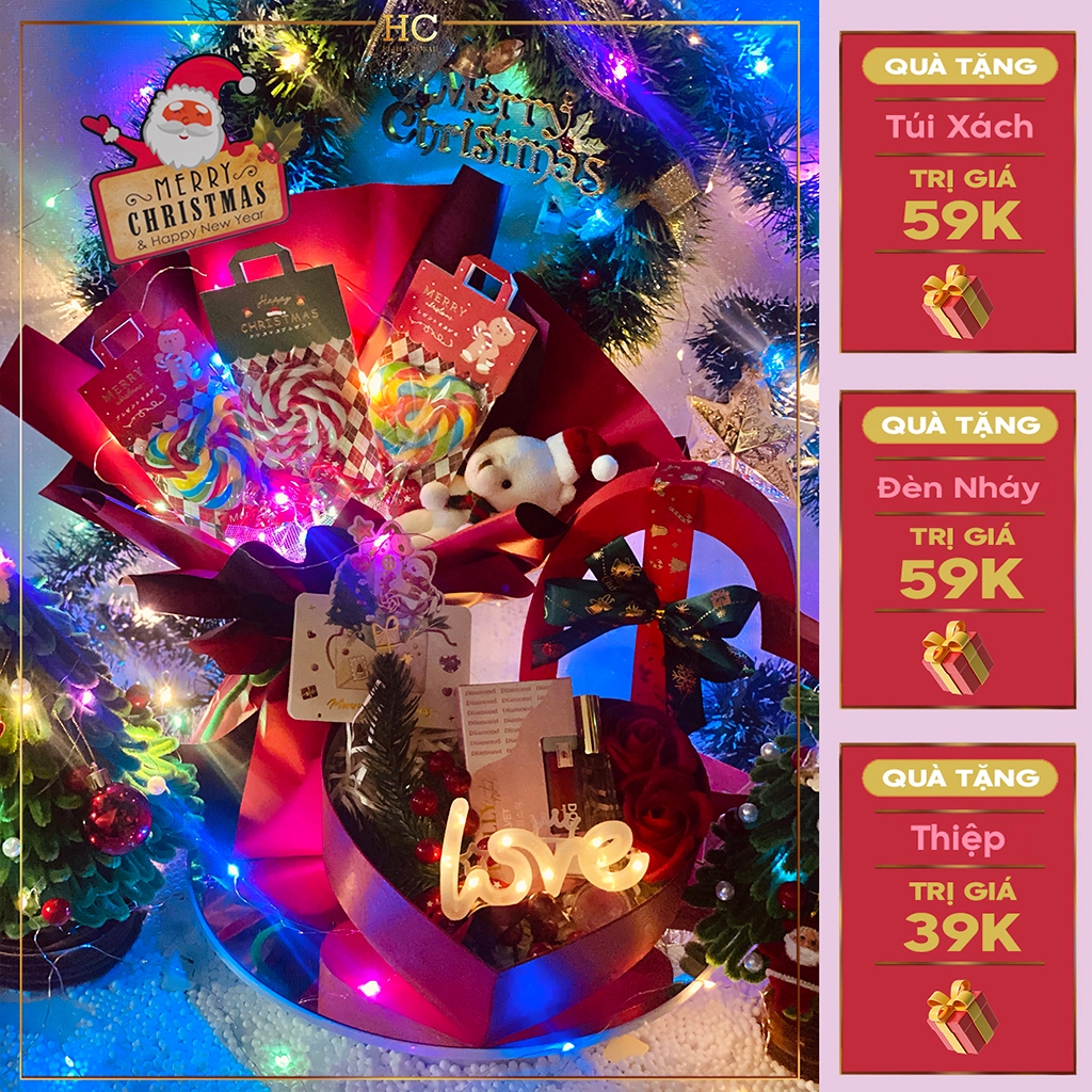 Quà noel , quà giáng sinh , quà sinh nhật HC ELITE GLOBAL nước hoa, son môi, hoa và gấu tặng người yêu, bạn gái