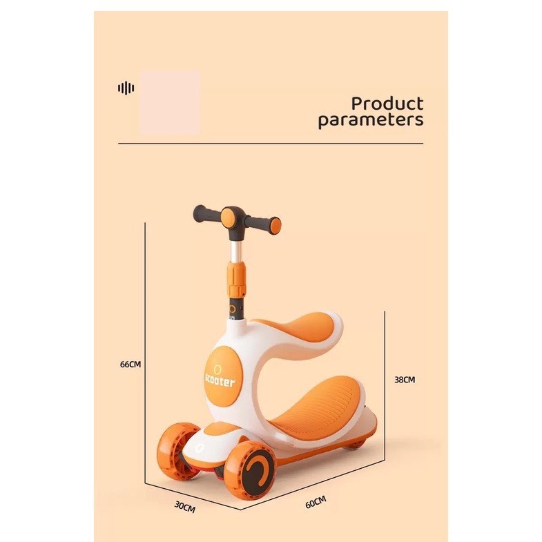 Xe scooter cho bé KIÊM XE CHÒI CHÂN, Xe trượt scoote BLUTOOTH, XE CHÒI CHÂN cho bé 3 bánh to phát sáng
