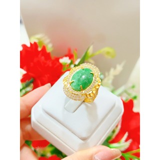 Nhẫn nữ đá xanh mạ 18.k cao cấp k.48