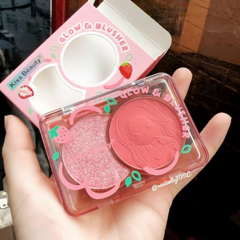MÁ HỒNG KÈM NHŨ BẮT SÁNG KIM TUYẾN KISS BEAUTY GLOW AND BLUSHER