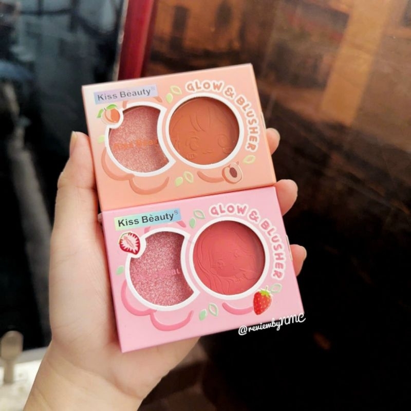 MÁ HỒNG KÈM NHŨ BẮT SÁNG KIM TUYẾN KISS BEAUTY GLOW AND BLUSHER