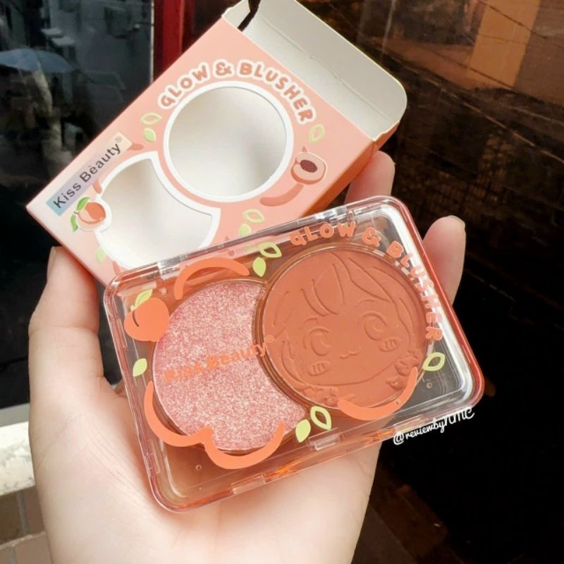 MÁ HỒNG KÈM NHŨ BẮT SÁNG KIM TUYẾN KISS BEAUTY GLOW AND BLUSHER