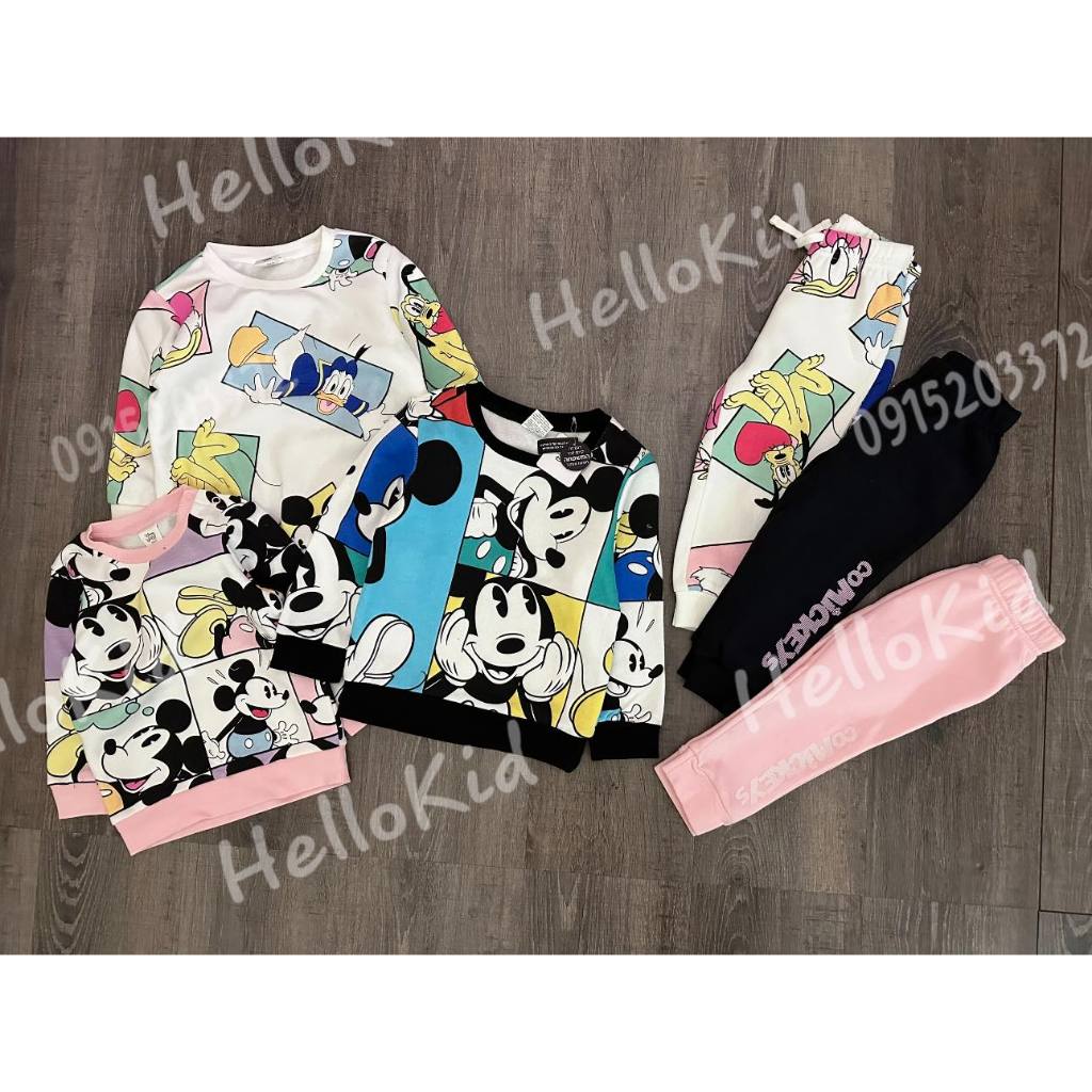 Bộ nỉ DT nhiều hình mickey 0312 cho bé